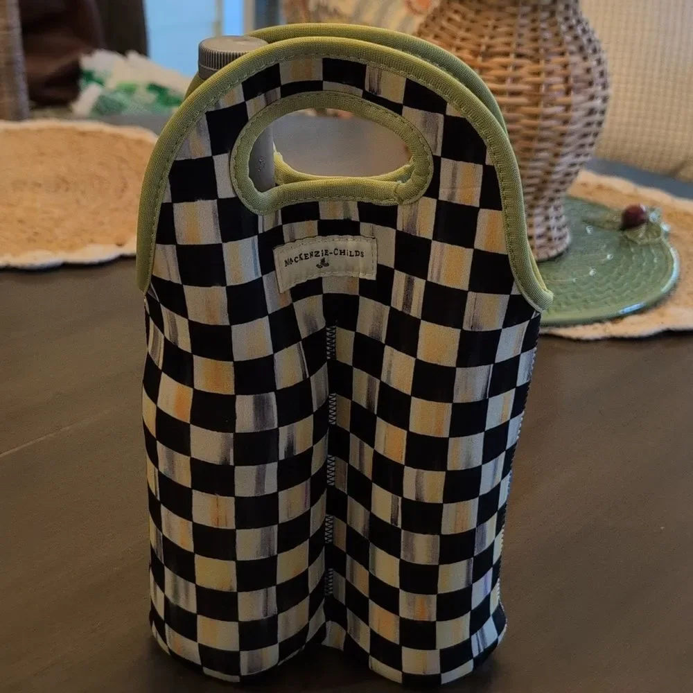MacKenzie-Childs Courtly Check Double Wine Tote Insulated Bag